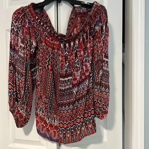 BCB Generation blouse, multicolored with cutout sleeves.